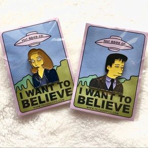X Files Simpsons Mulder & Scully Pins 👽